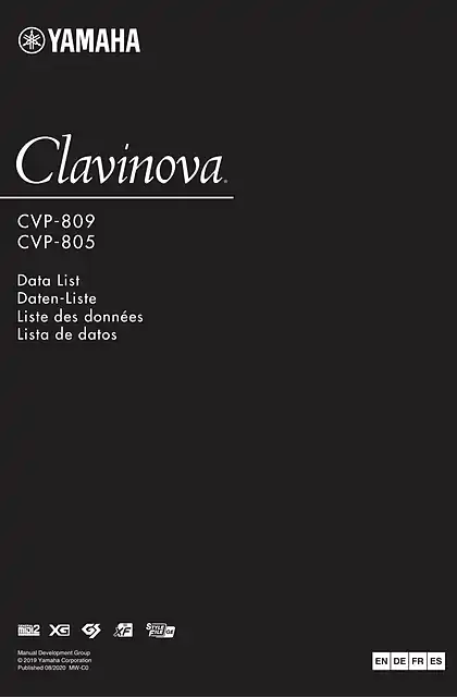 yamaha雅马哈CVP-809_CVP-805 Data List